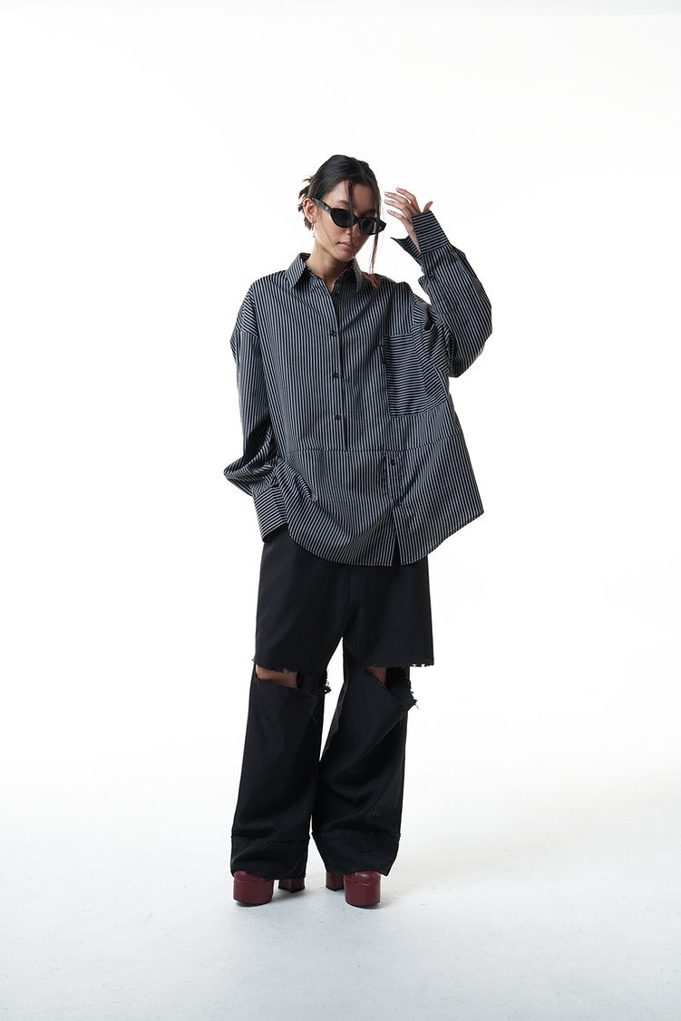 Twisted Shirt (Black Stripes)