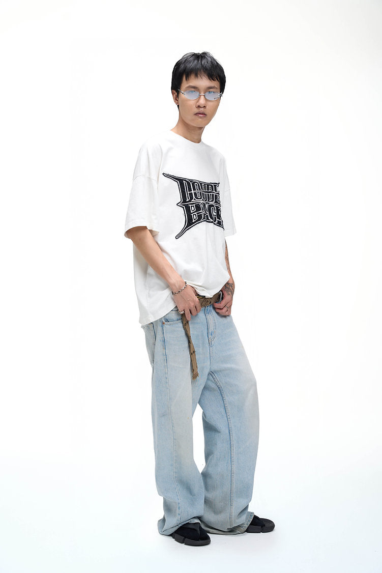 Ripped Embroidery T-Shirt Oversized