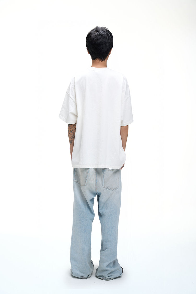 Ripped Embroidery T-Shirt Oversized