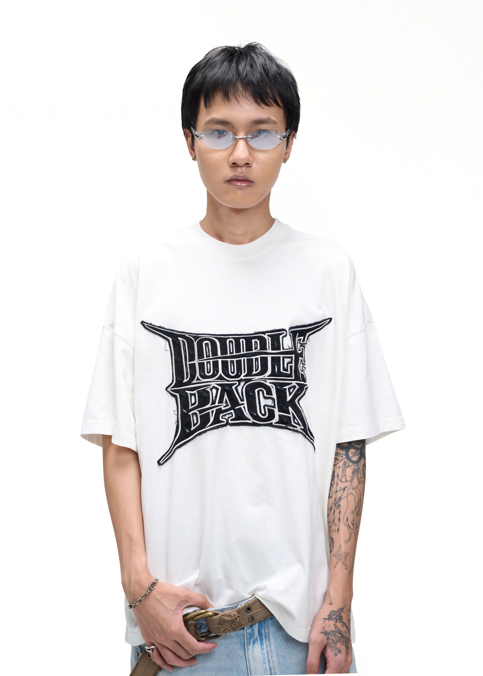 Ripped Embroidery T-Shirt Oversized
